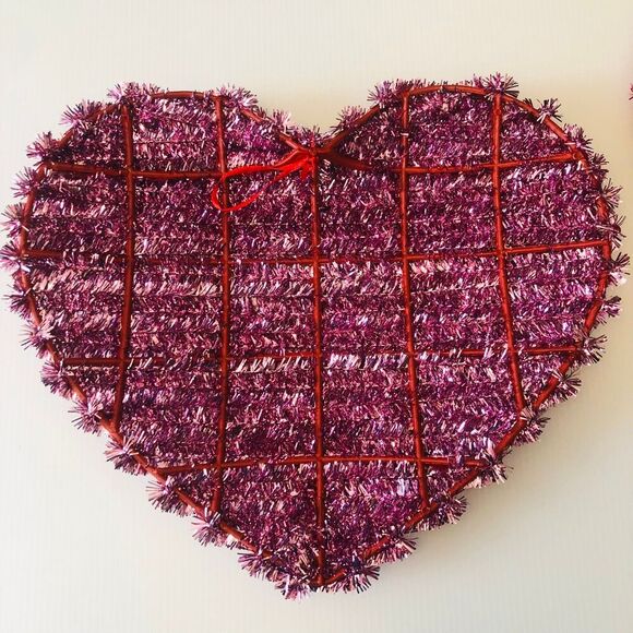 Valentine's Day Tinsel Heart Shaped Faces Shimmery Shiny Fun Decor - Picture 3 of 11
